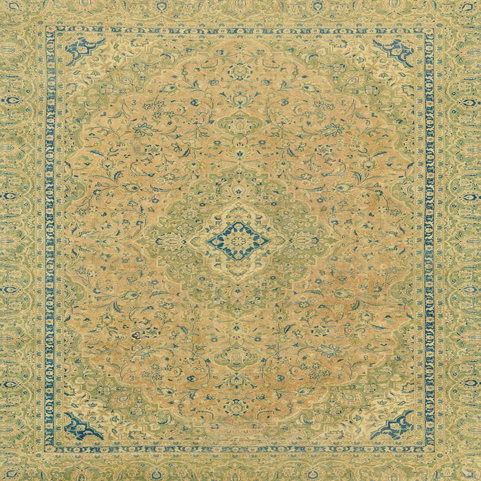 Square Machine Washable Abstract Metallic Gold Rug, wshabs2781
