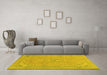 Machine Washable Abstract Yellow Modern Rug in a Living Room, wshabs2781yw