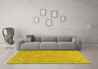 Machine Washable Abstract Yellow Modern Rug, wshabs2781yw