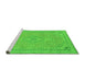 Sideview of Machine Washable Abstract Green Modern Area Rugs, wshabs2781grn