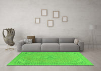 Machine Washable Abstract Green Modern Rug, wshabs2781grn