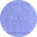 Round Abstract Blue Modern Rug, abs2781blu