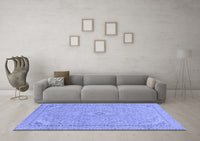 Machine Washable Abstract Blue Modern Rug, wshabs2781blu