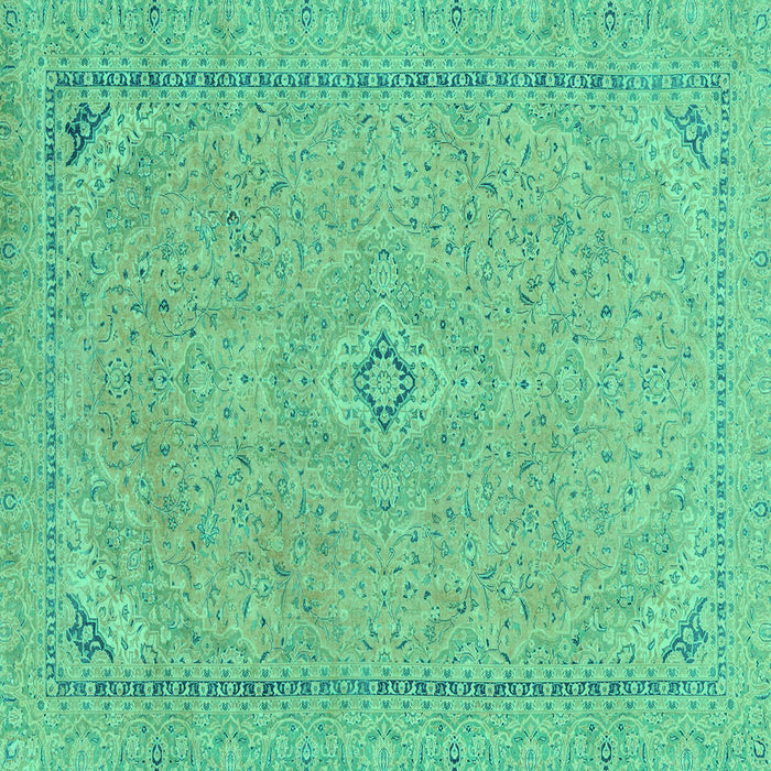 Square Machine Washable Abstract Turquoise Modern Area Rugs, wshabs2781turq