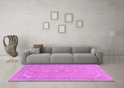 Machine Washable Abstract Purple Modern Area Rugs in a Living Room, wshabs2781pur