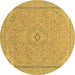 Round Abstract Brown Modern Rug, abs2781brn