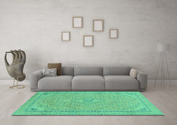 Machine Washable Abstract Turquoise Modern Area Rugs in a Living Room,, wshabs2781turq