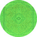 Round Abstract Green Modern Rug, abs2781grn