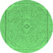 Round Abstract Emerald Green Modern Rug, abs2781emgrn