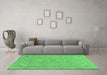 Machine Washable Abstract Emerald Green Modern Area Rugs in a Living Room,, wshabs2781emgrn