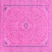 Square Machine Washable Abstract Pink Modern Rug, wshabs2781pnk