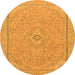 Round Machine Washable Abstract Orange Modern Area Rugs, wshabs2781org