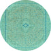 Round Machine Washable Abstract Light Blue Modern Rug, wshabs2781lblu