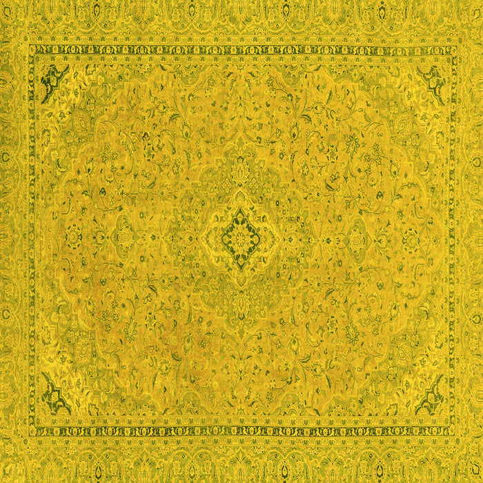 Square Abstract Yellow Modern Rug, abs2781yw