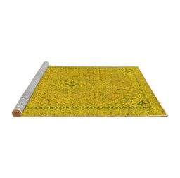 Sideview of Machine Washable Abstract Yellow Modern Rug, wshabs2781yw