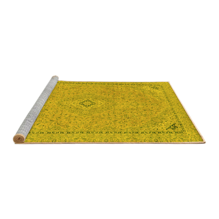 Sideview of Machine Washable Abstract Yellow Modern Rug, wshabs2781yw