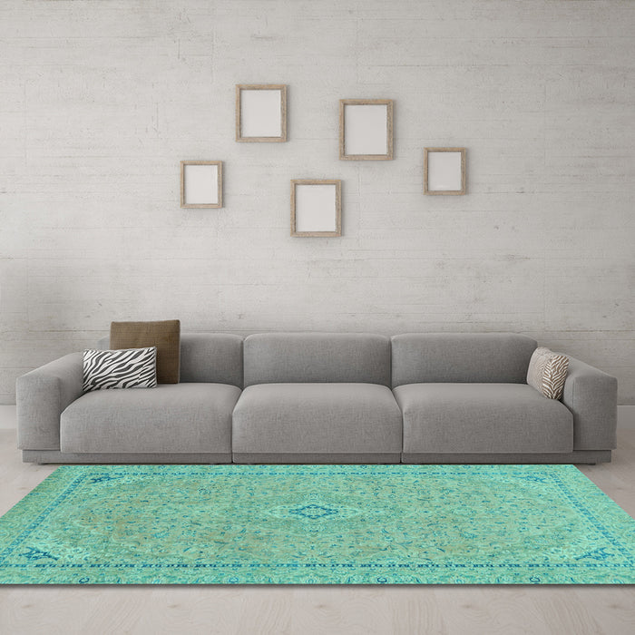 Machine Washable Abstract Light Blue Modern Rug in a Living Room, wshabs2781lblu
