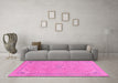 Machine Washable Abstract Pink Modern Rug in a Living Room, wshabs2781pnk