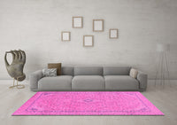 Machine Washable Abstract Pink Modern Rug, wshabs2781pnk