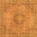 Square Machine Washable Abstract Orange Modern Area Rugs, wshabs2782org