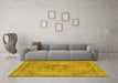 Machine Washable Abstract Yellow Modern Rug in a Living Room, wshabs2782yw