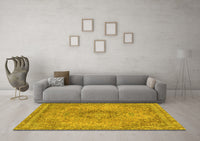 Machine Washable Abstract Yellow Modern Rug, wshabs2782yw