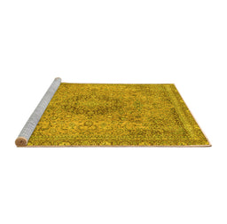 Sideview of Machine Washable Abstract Yellow Modern Rug, wshabs2782yw