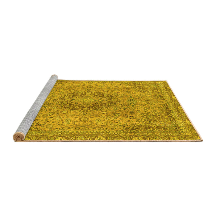 Sideview of Machine Washable Abstract Yellow Modern Rug, wshabs2782yw