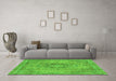 Machine Washable Abstract Green Modern Area Rugs in a Living Room,, wshabs2782grn