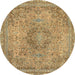 Round Abstract Light Brown Modern Rug, abs2782