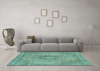 Machine Washable Abstract Light Blue Modern Rug, wshabs2782lblu