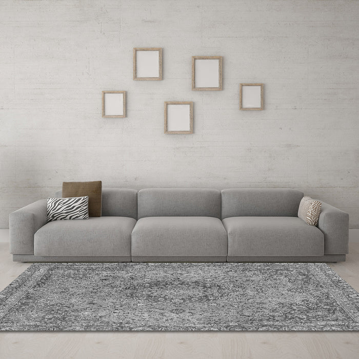 Machine Washable Abstract Gray Modern Rug in a Living Room,, wshabs2782gry