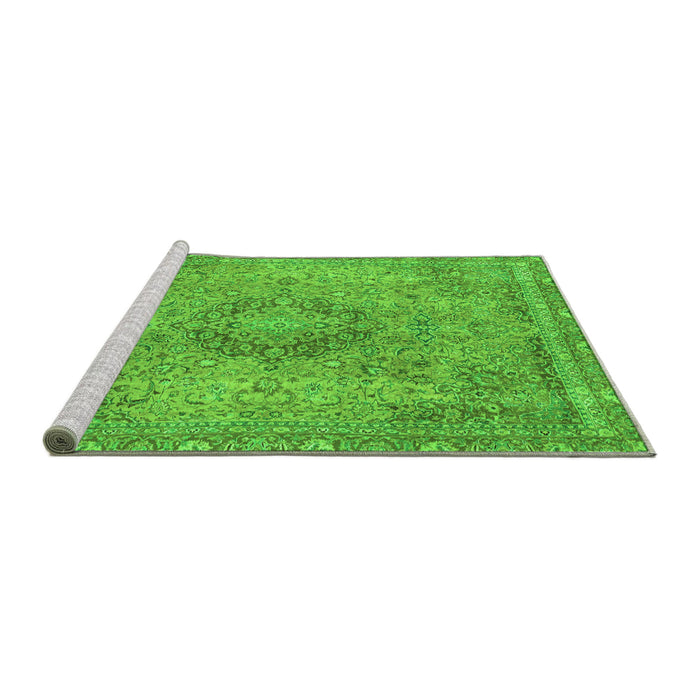 Sideview of Machine Washable Abstract Green Modern Area Rugs, wshabs2782grn