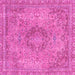 Square Machine Washable Abstract Pink Modern Rug, wshabs2782pnk