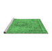 Sideview of Machine Washable Abstract Emerald Green Modern Area Rugs, wshabs2782emgrn