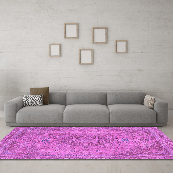 Machine Washable Abstract Purple Modern Area Rugs in a Living Room, wshabs2782pur
