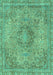 Machine Washable Abstract Turquoise Modern Area Rugs, wshabs2782turq