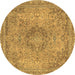 Round Abstract Brown Modern Rug, abs2782brn