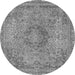 Round Abstract Gray Modern Rug, abs2782gry