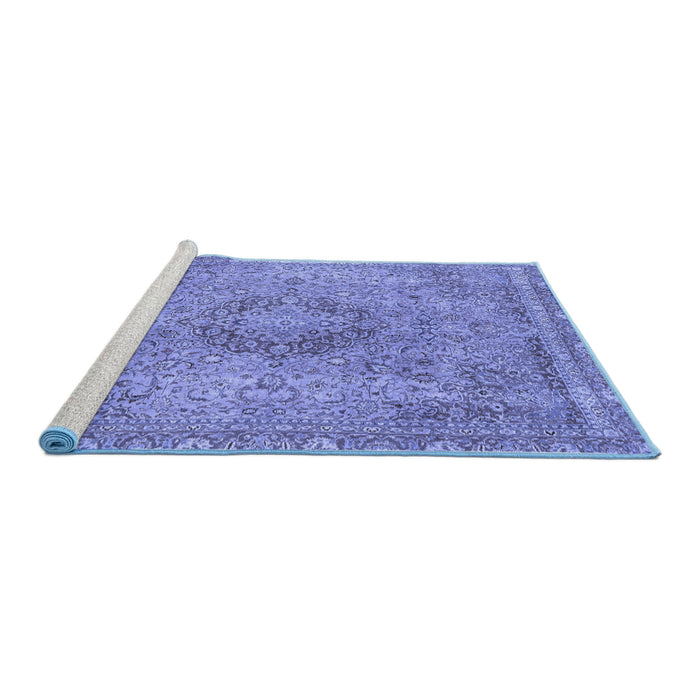 Sideview of Machine Washable Abstract Blue Modern Rug, wshabs2782blu