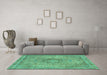 Machine Washable Abstract Turquoise Modern Area Rugs in a Living Room,, wshabs2782turq