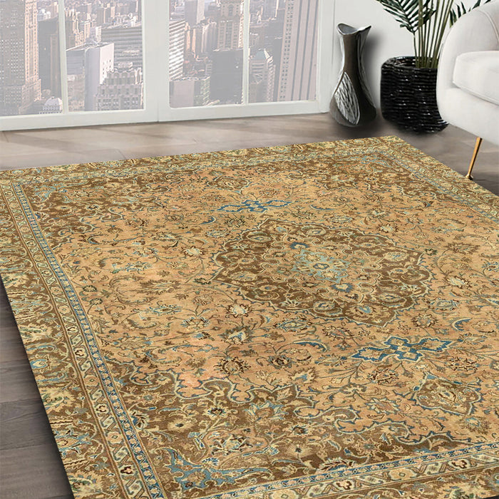 Machine Washable Abstract Light Brown Rug in a Family Room, wshabs2782