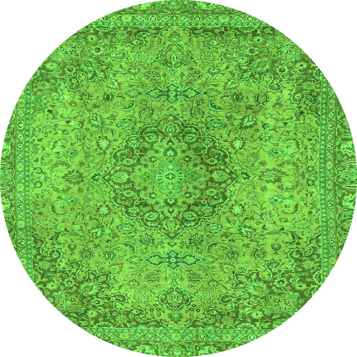 Round Abstract Green Modern Rug, abs2782grn