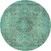 Round Machine Washable Abstract Light Blue Modern Rug, wshabs2782lblu