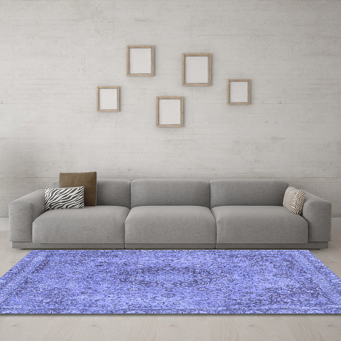 Machine Washable Abstract Blue Modern Rug in a Living Room, wshabs2782blu