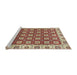 Sideview of Machine Washable Abstract Red Rug, wshabs2783