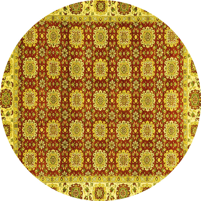Round Oriental Yellow Traditional Rug, abs2783yw