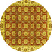 Round Oriental Yellow Traditional Rug, abs2783yw