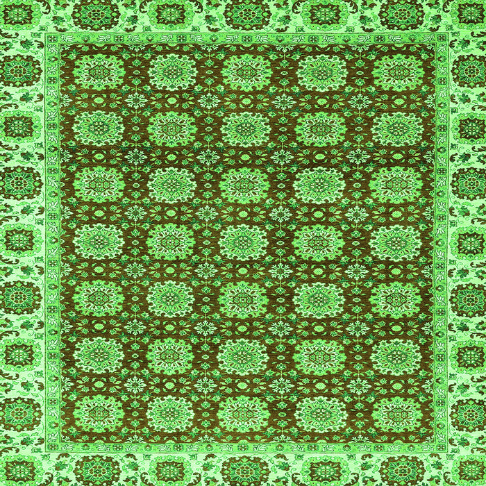 Square Oriental Green Traditional Rug, abs2783grn