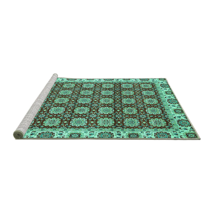 Sideview of Machine Washable Oriental Turquoise Traditional Area Rugs, wshabs2783turq